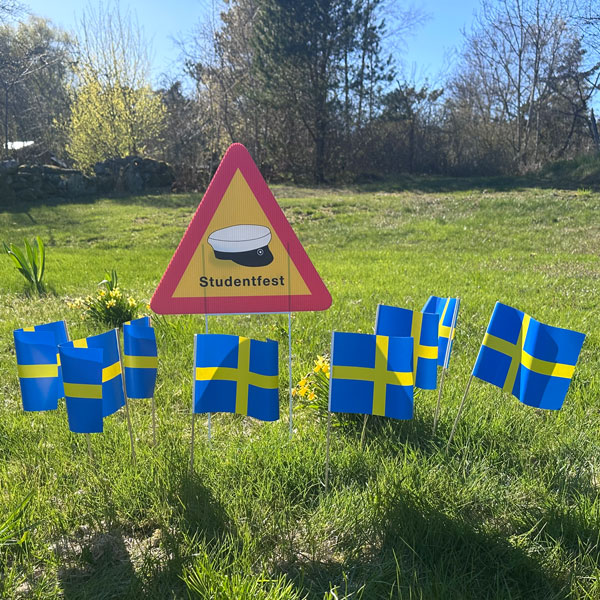 Studentskylt Svenska flaggor